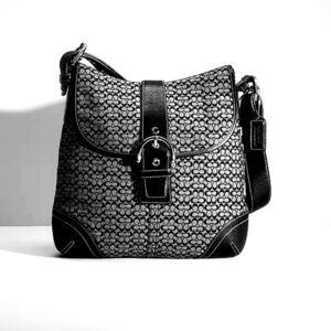COACH Vintage Soho Signature
Monogram Canvas and Leather Bag, black and gray